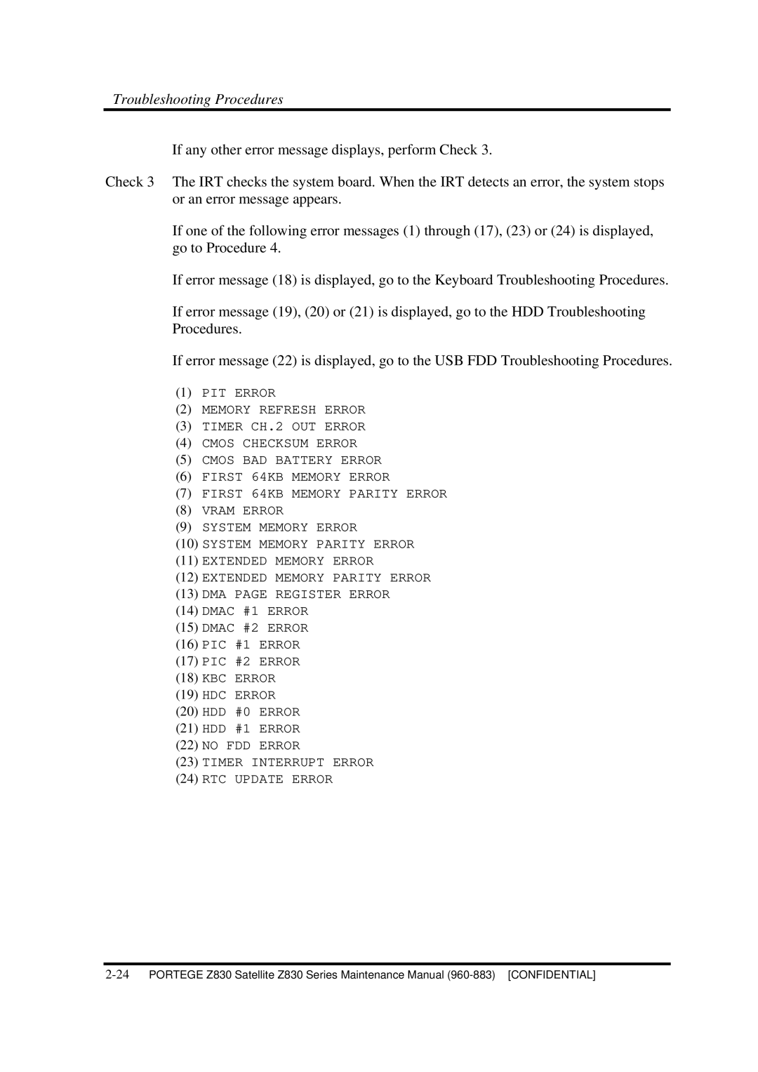 Toshiba Z830 manual KBC Error HDC Error 