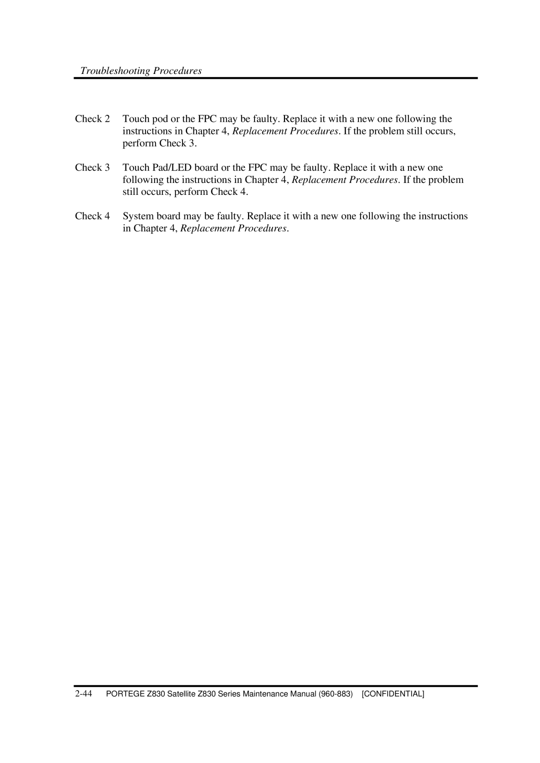 Toshiba Z830 manual Troubleshooting Procedures 