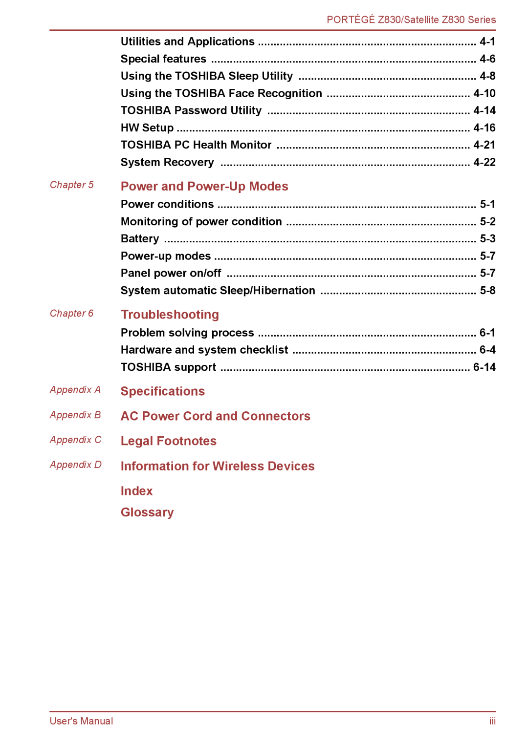 Toshiba Z830 user manual Power and Power-Up Modes, Using the Toshiba Face Recognition 