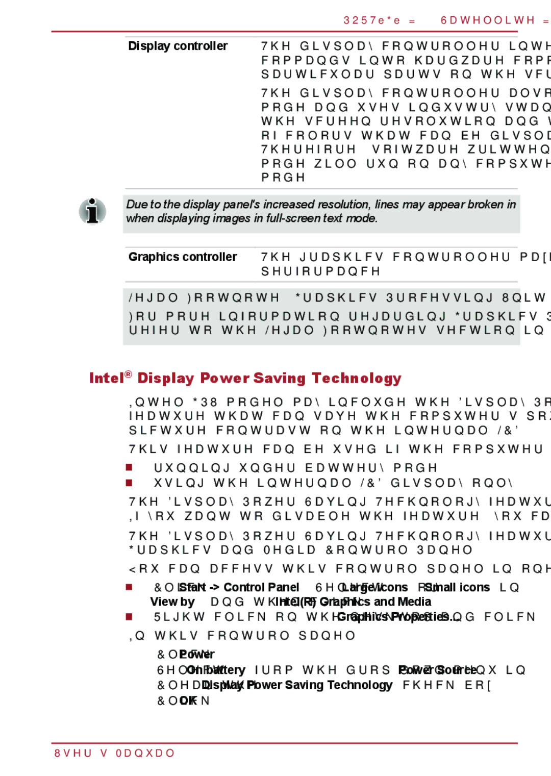 Toshiba Z830 user manual Intel Display Power Saving Technology, Clear the Display Power Saving Technology check box 