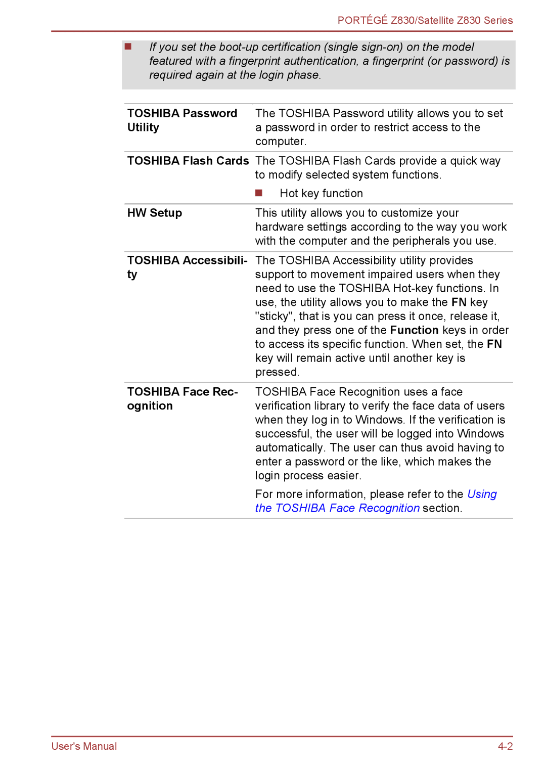 Toshiba Z830 user manual HW Setup 