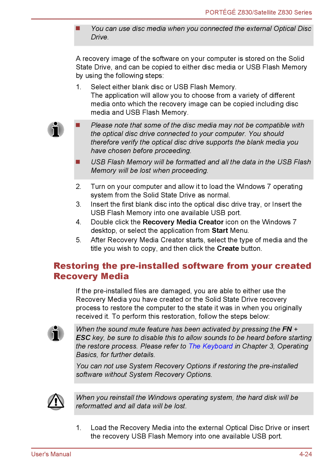 Toshiba user manual Portégé Z830/Satellite Z830 Series 