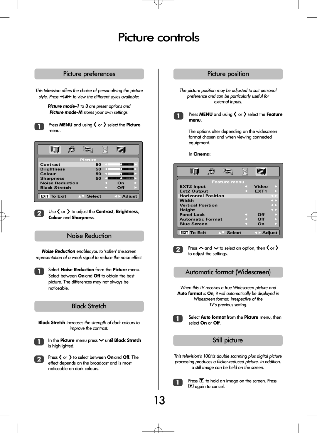 Toshiba ZH37 Series, ZH36 Series owner manual Picture controls 