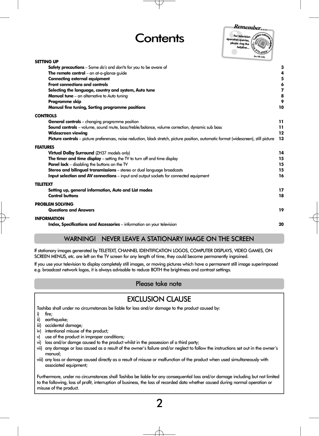 Toshiba ZH36 Series, ZH37 Series owner manual Contents 