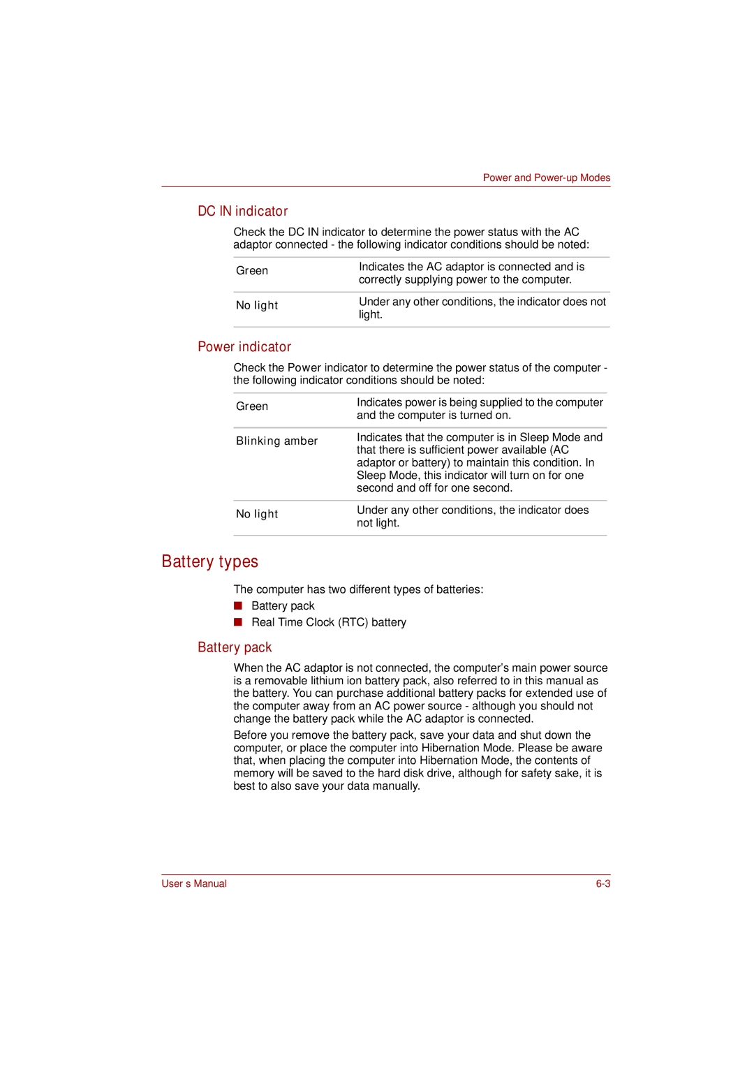 Toshiba toshiba satellite l550/ satellite pro l550/ satellite l550d/ satellite pro l550d series user manual Battery types 