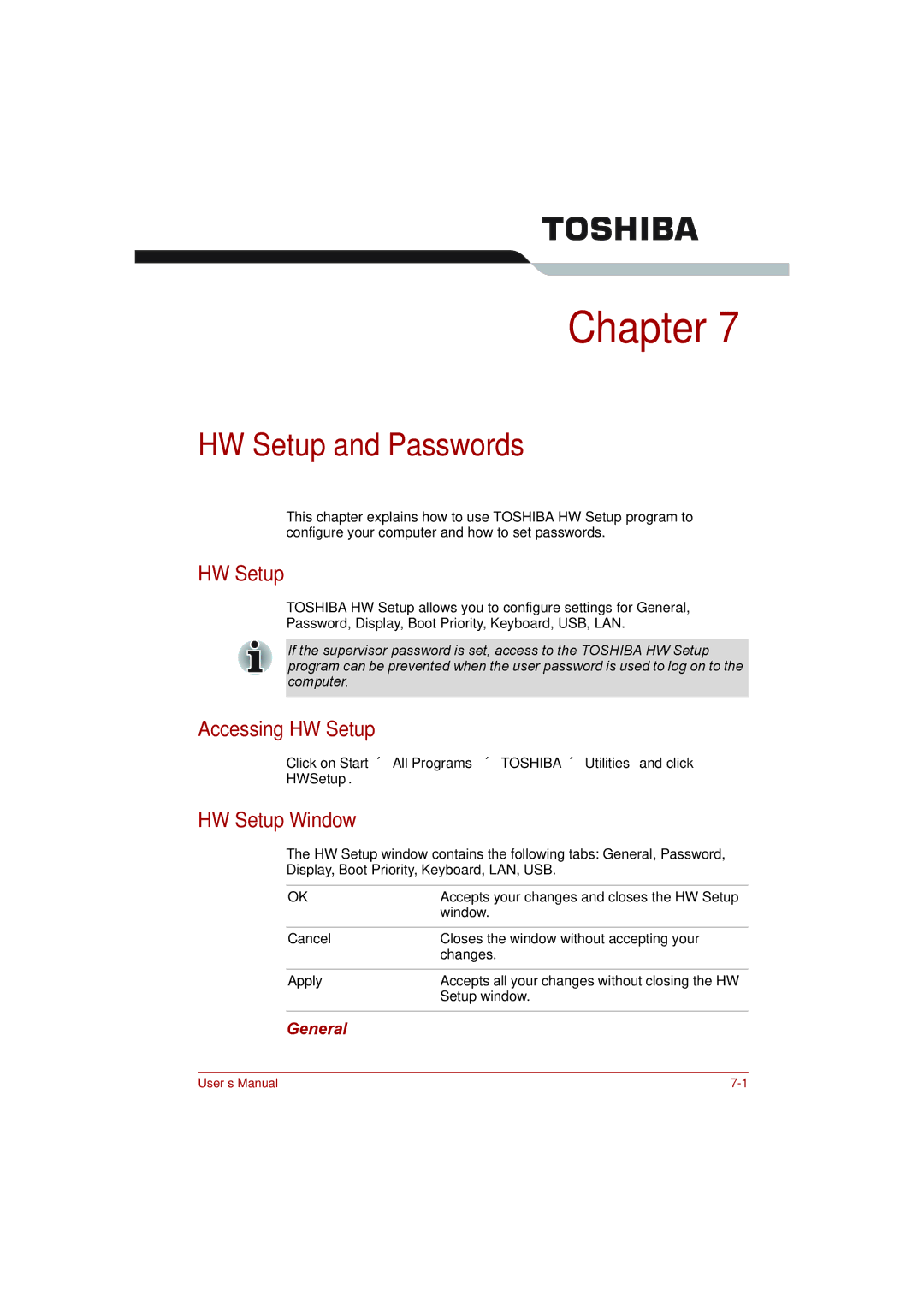 Toshiba toshiba satellite l550/ satellite pro l550/ satellite l550d/ satellite pro l550d series HW Setup and Passwords 