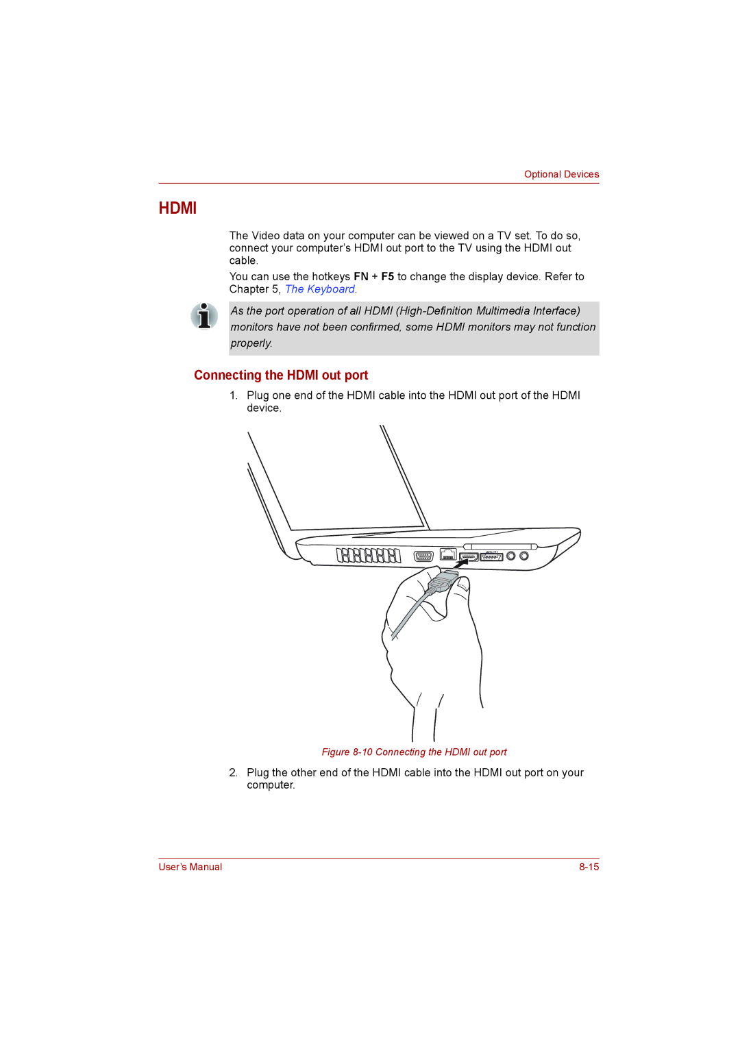 Toshiba toshiba satellite l550/ satellite pro l550/ satellite l550d/ satellite pro l550d series user manual Hdmi 