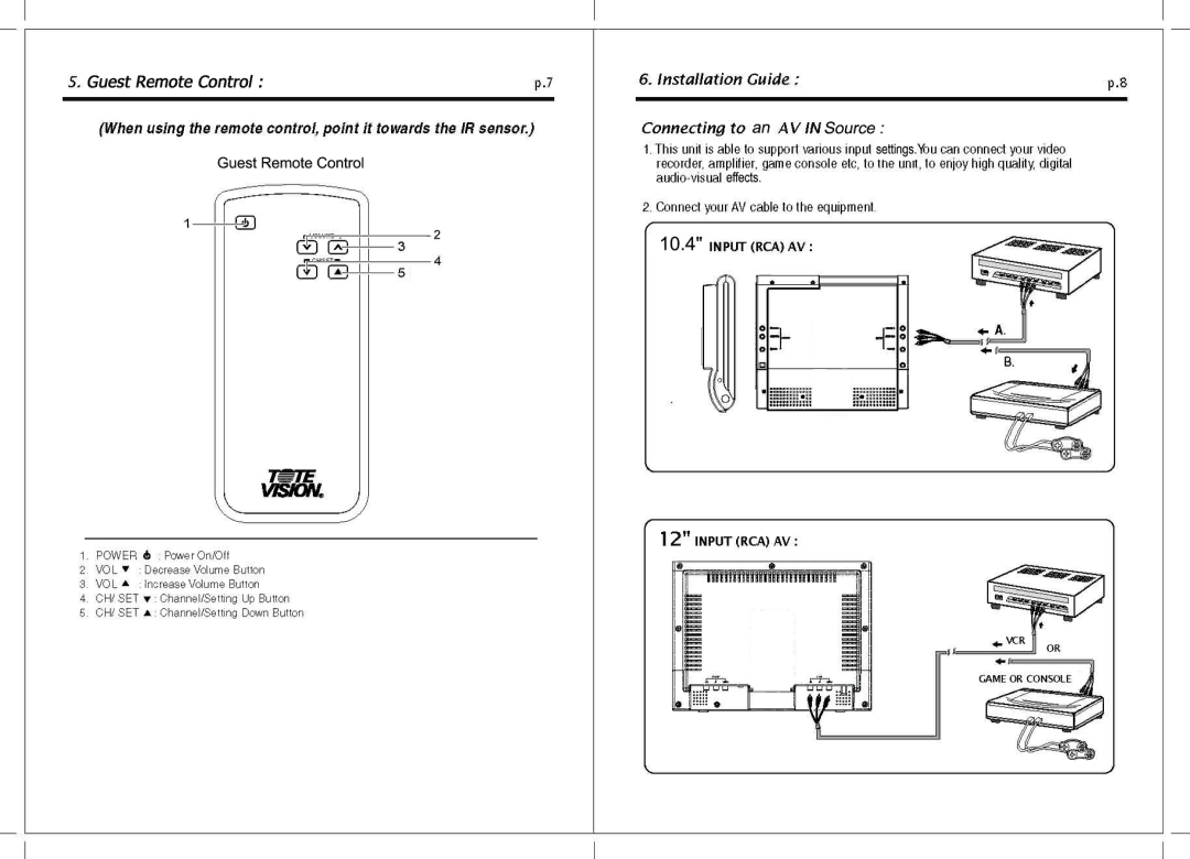 Tote Vision LCD-1212TW manual 