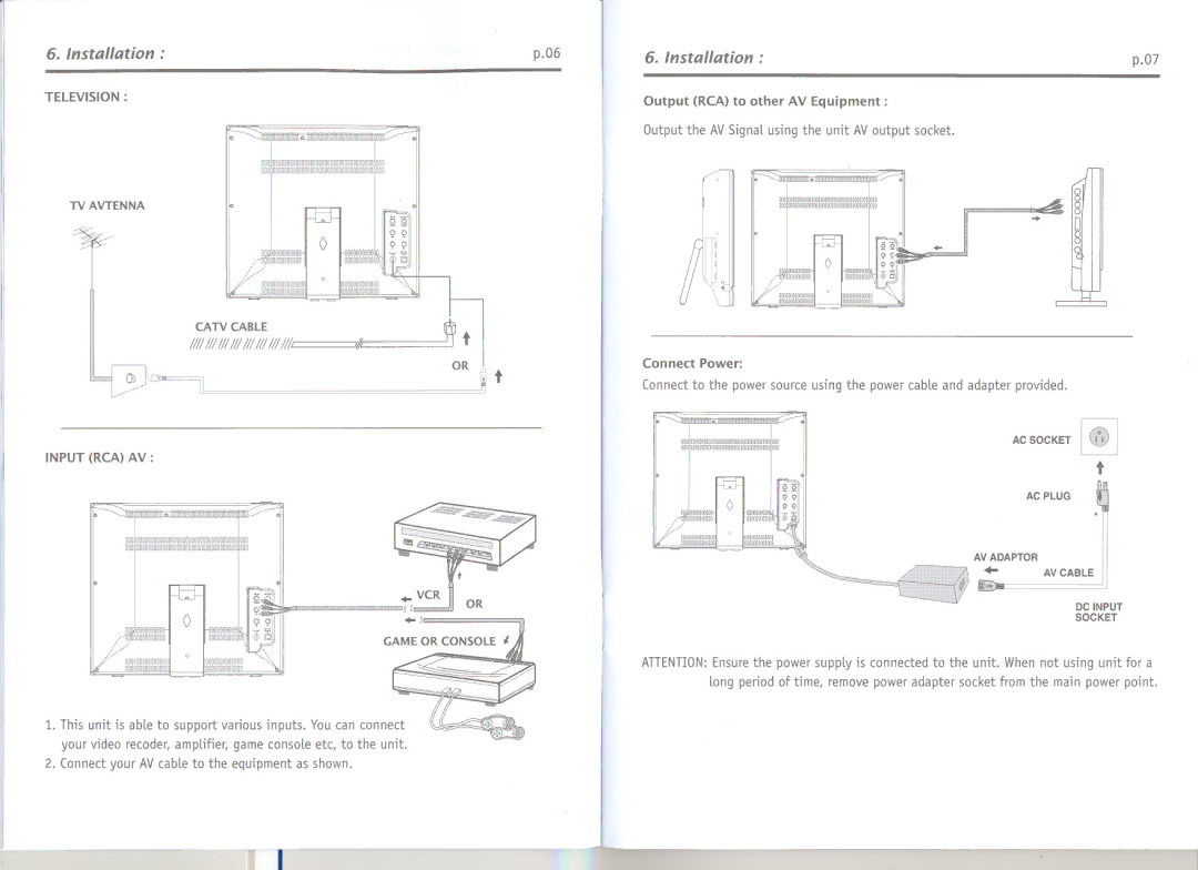 Tote Vision LCD-1411TD owner manual Installation 