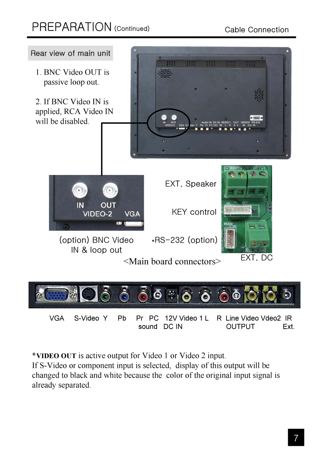 Tote Vision LCD-1540HD owner manual Preparation, Main board connectors 