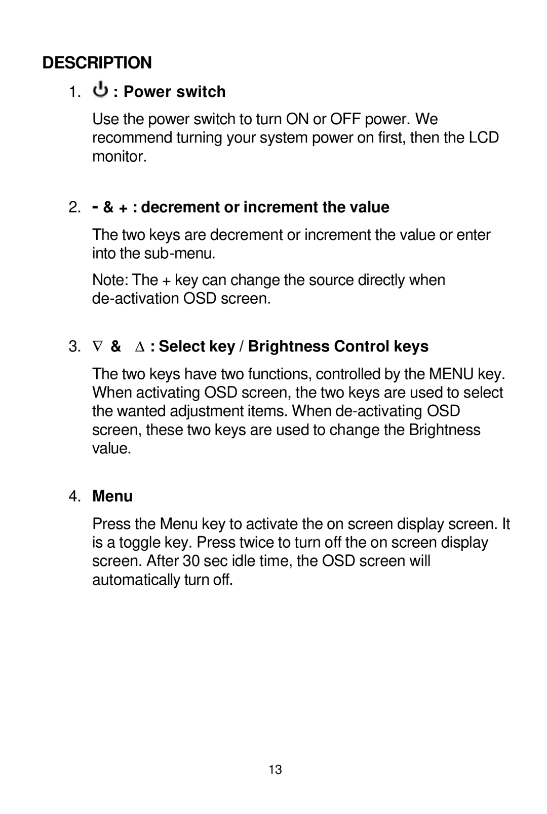 Tote Vision LCD-1700VR manual Description 