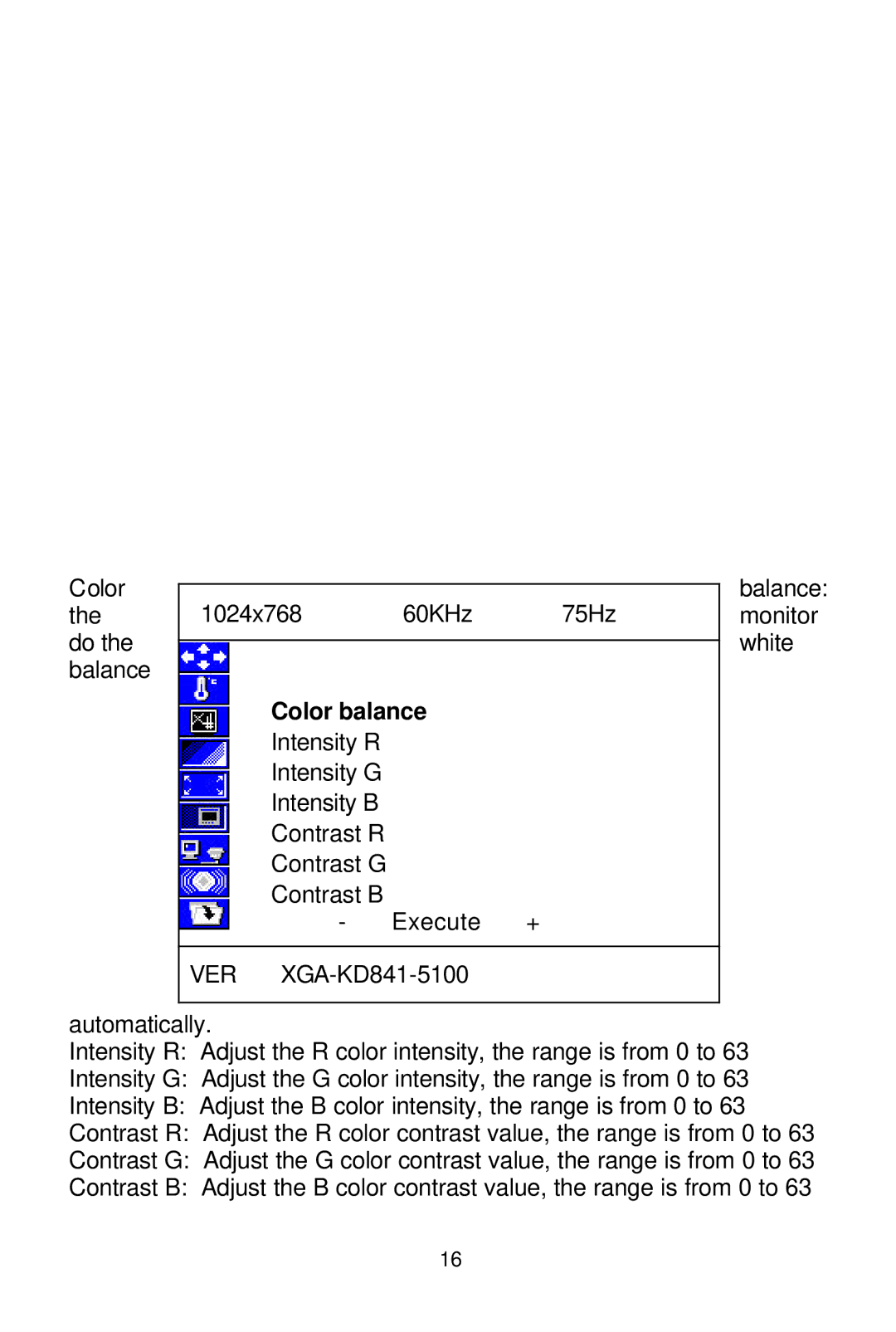 Tote Vision LCD-1700VR manual Color balance 