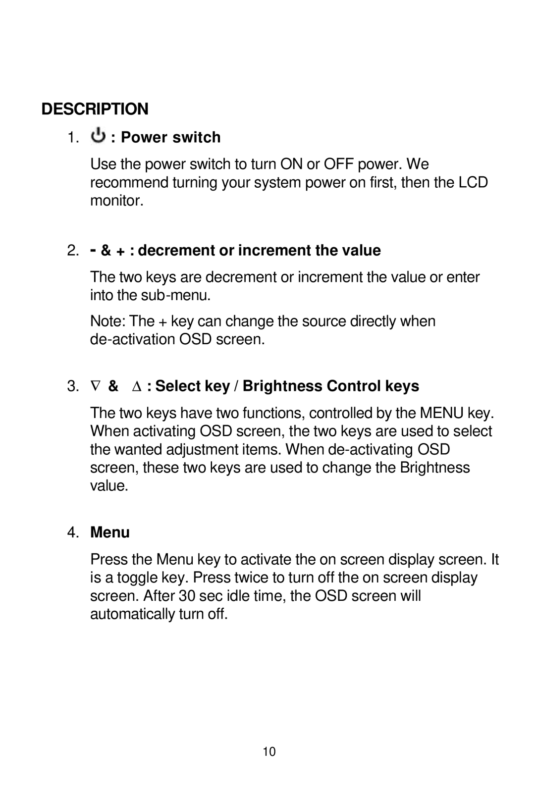 Tote Vision LCD-1700VRZ manual Description 