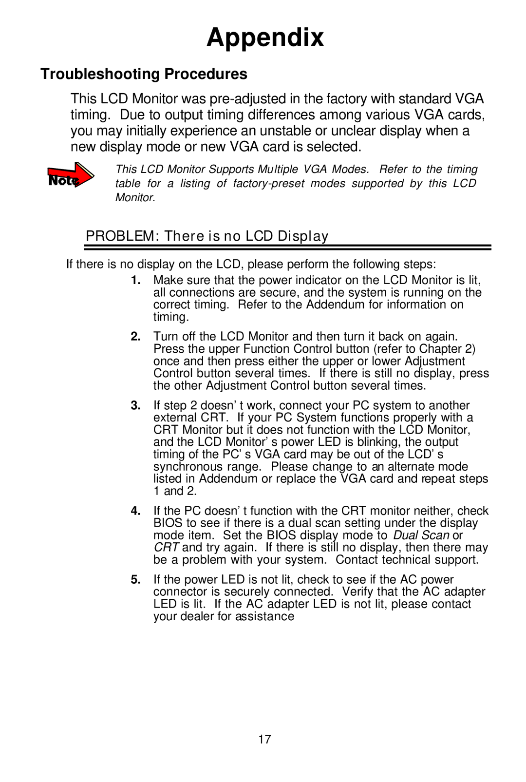 Tote Vision LCD-1700VRZ manual Appendix 