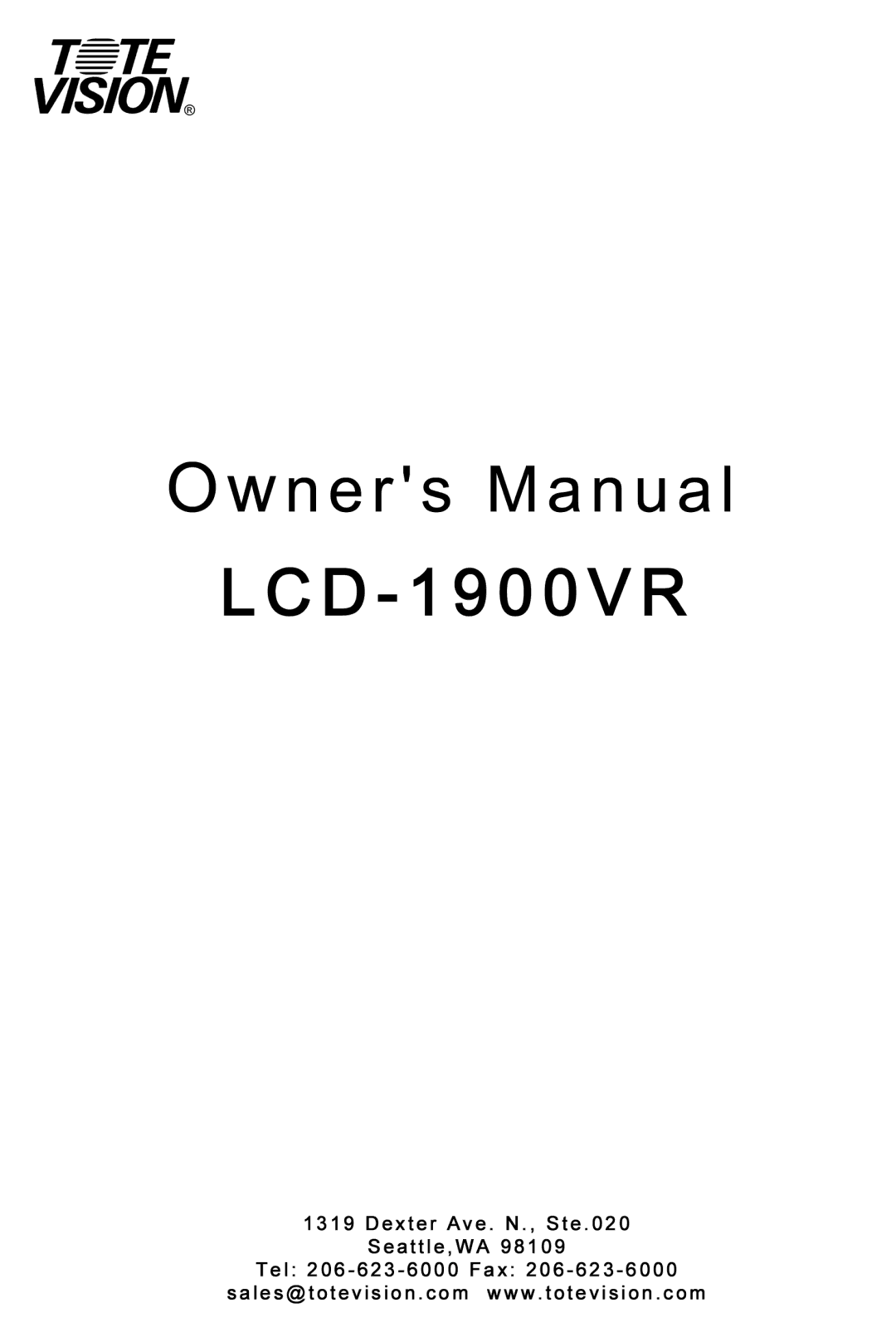 Tote Vision LCD-1900VR manual 