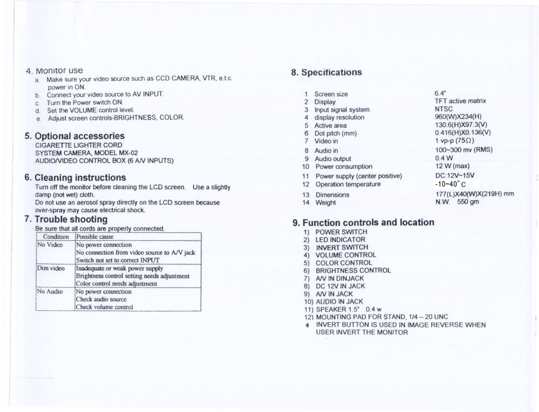 Tote Vision LCD-640 user manual 