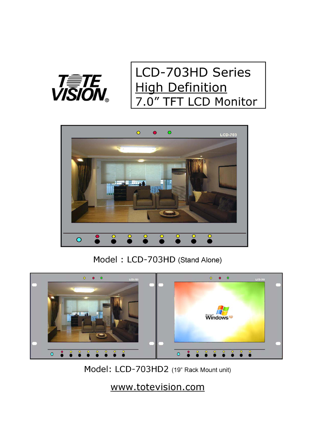 Tote Vision manual LCD-703HD Series High Definition 