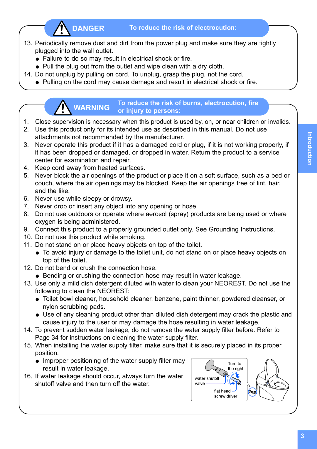 Toto MS990CG instruction manual To reduce the risk of burns, electrocution, fire 