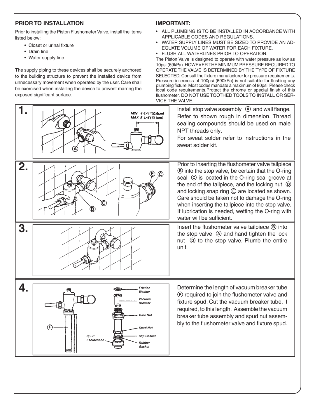Toto TMT1HNCR installation instructions Prior To Installation 