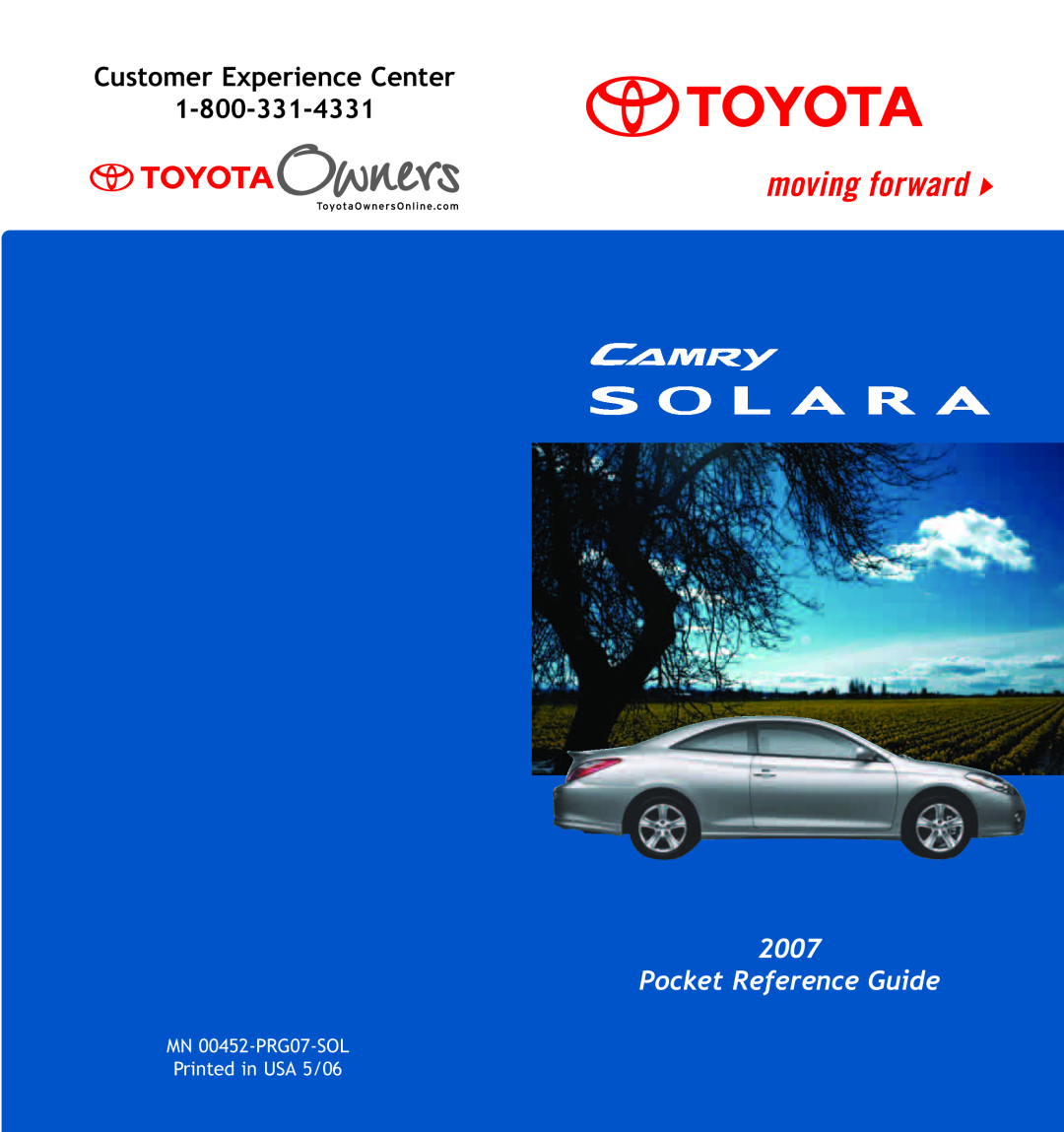 Toyota 00452-PRG07-SOL manual Customer Experience Center, Pocket Reference Guide 