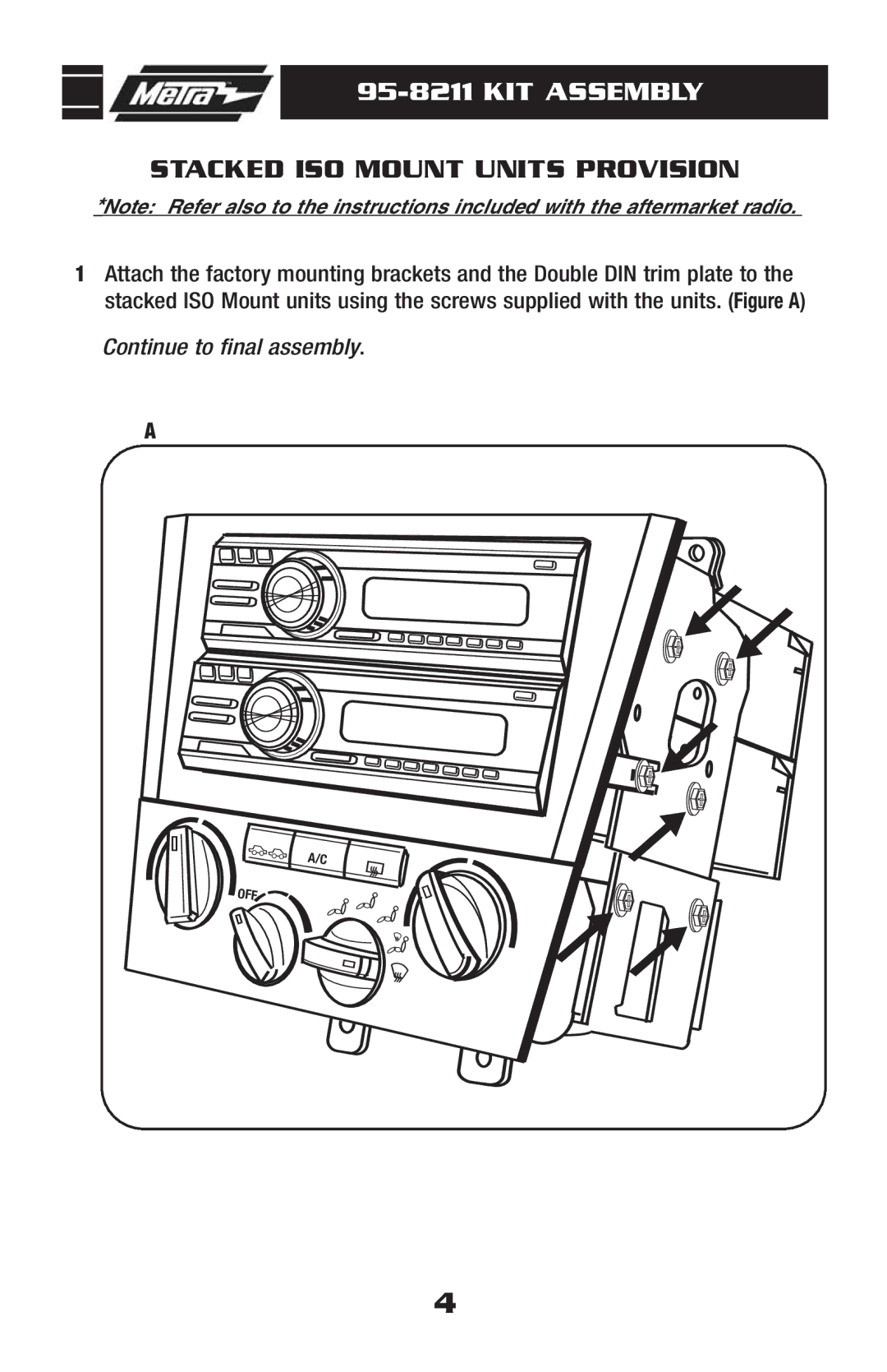 Toyota 95-8211 installation instructions Stacked ISO Mount Units Provision 