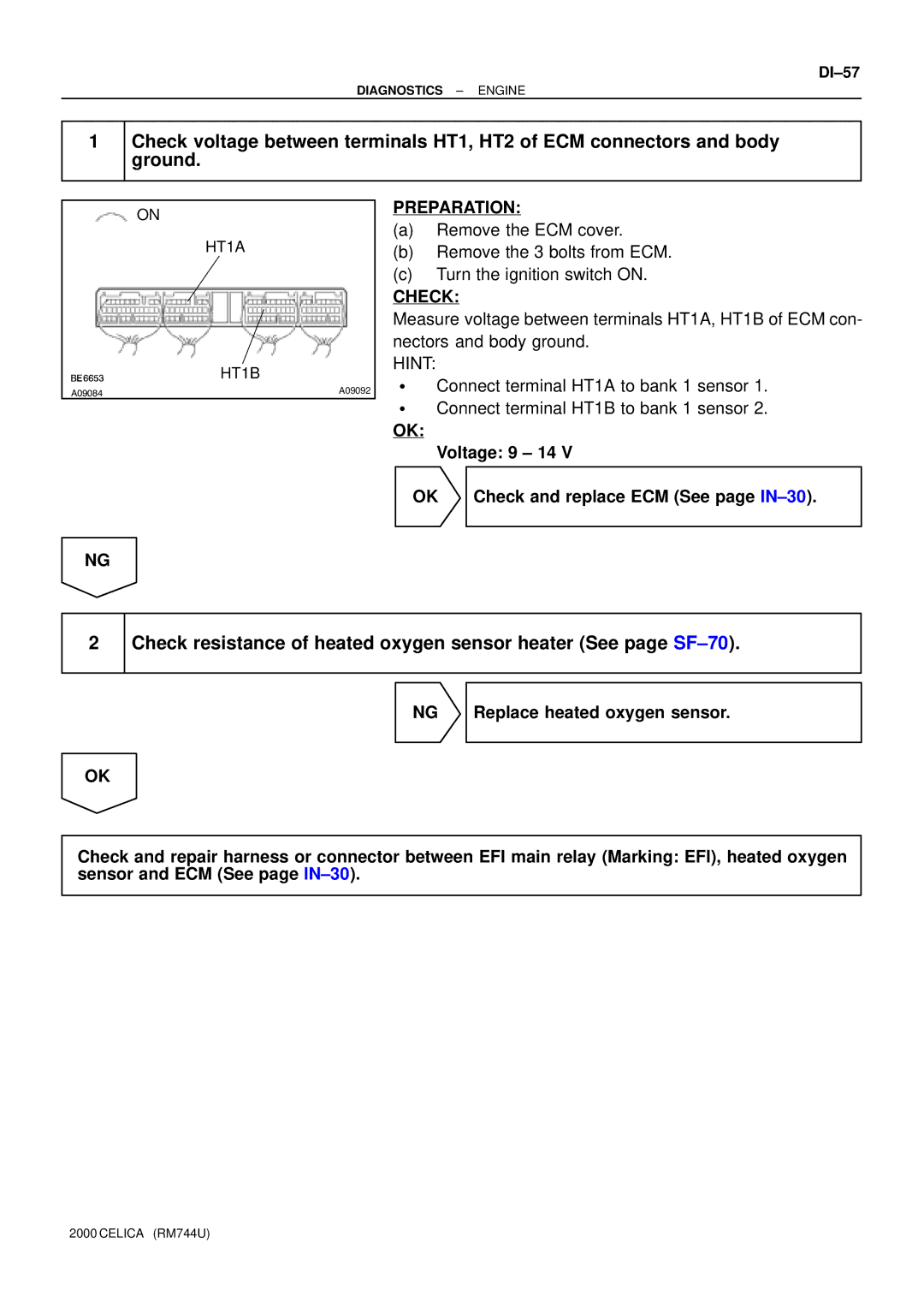 Toyota DTC P0135 manual Preparation, Check 