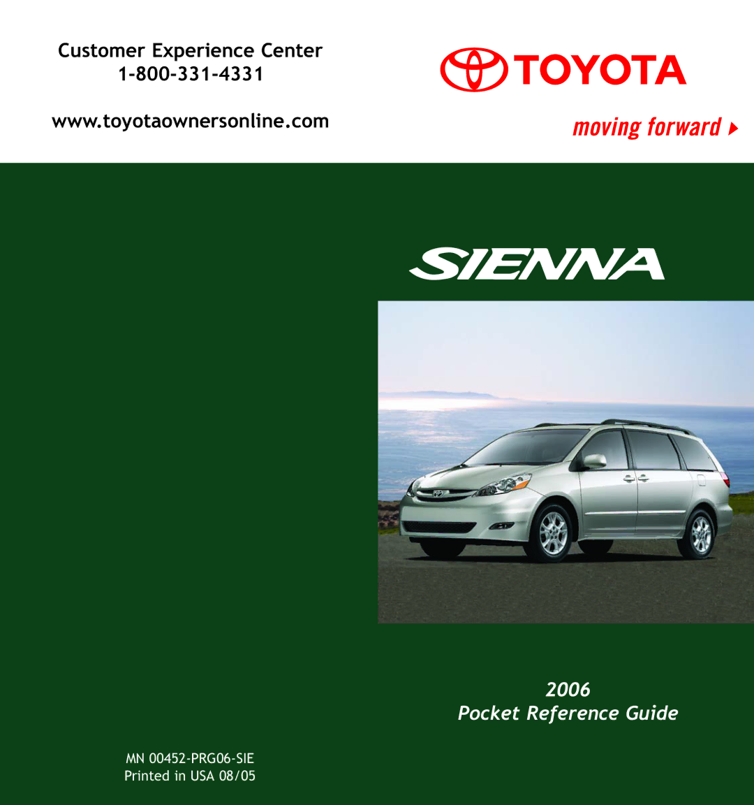 Toyota MN 00452-PRG06-SIE manual Pocket Reference Guide 