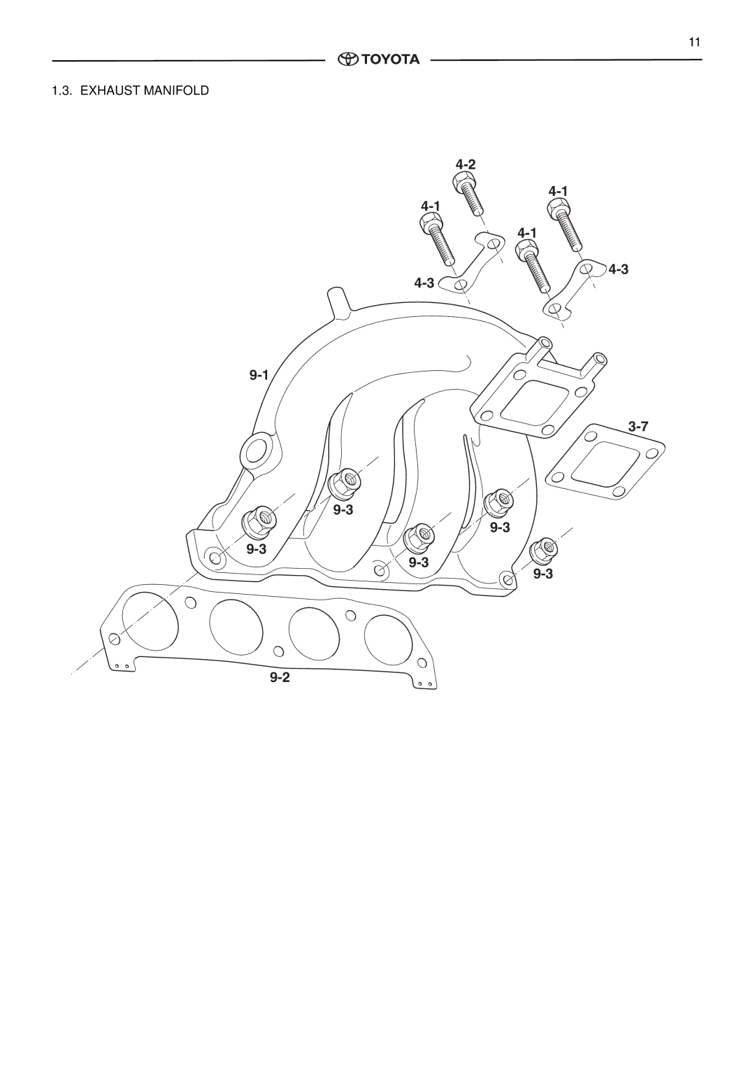 Toyota pmn instruction manual Exhaust Manifold 