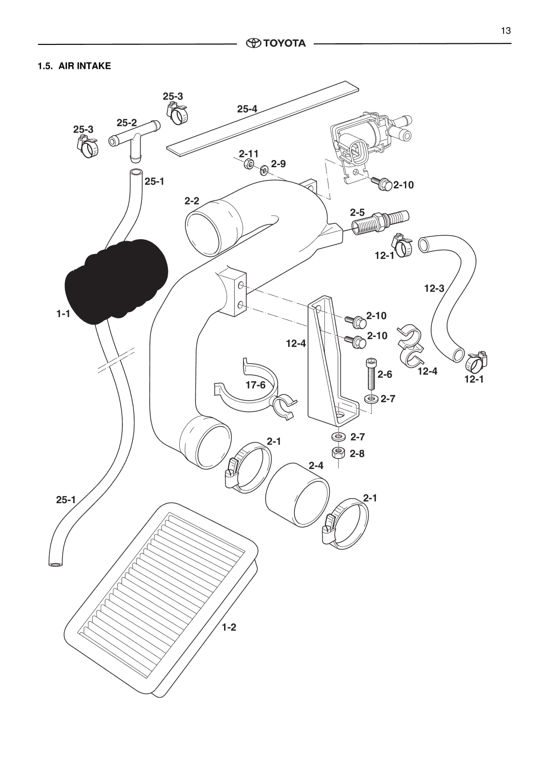 Toyota pmn instruction manual 25-3 25-1 25-2 25-4 12-1 12-3 12-4 17-6, AIR Intake 