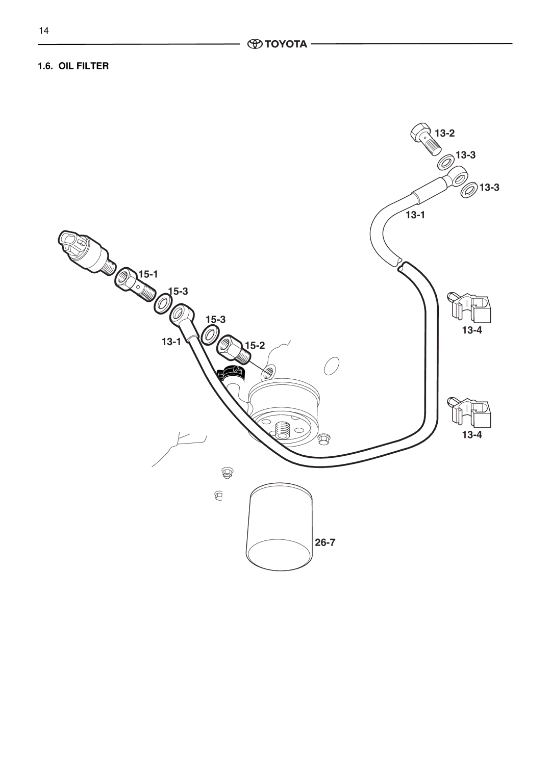 Toyota pmn instruction manual 13-2 13-3 13-1 15-1 15-3 13-4 15-2 26-7, OIL Filter 