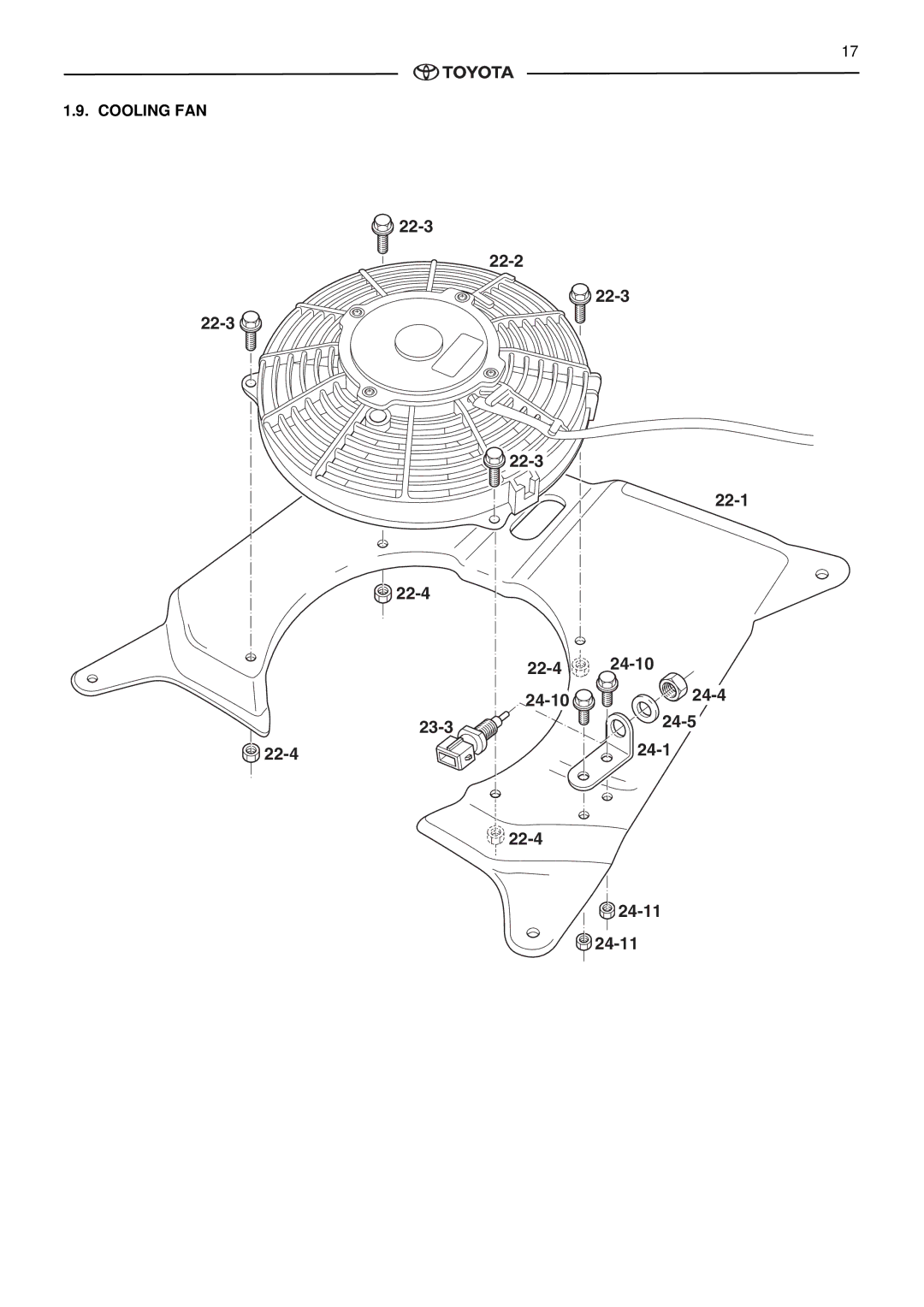 Toyota pmn instruction manual 22-3 22-4 22-2 22-1 24-10 24-4 23-3 24-5 24-11, Cooling FAN 