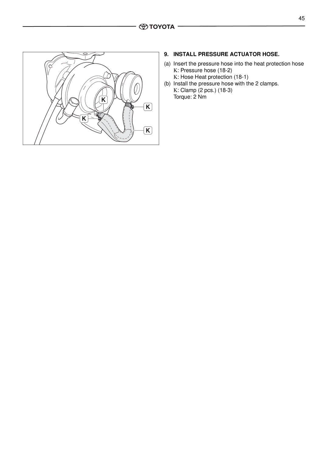 Toyota pmn instruction manual Install Pressure Actuator Hose 