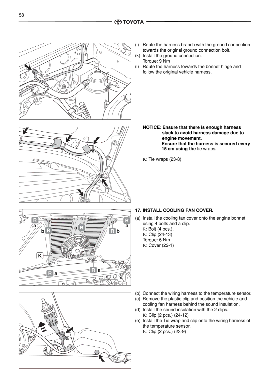 Toyota pmn instruction manual Install Cooling FAN Cover 