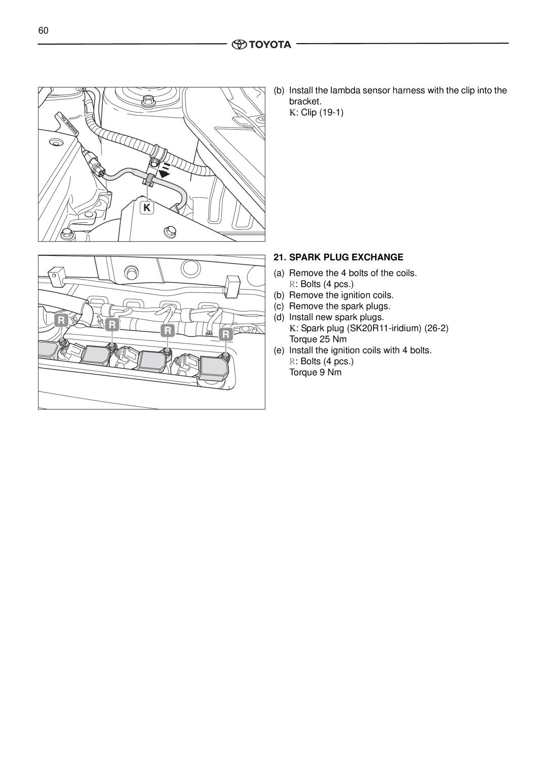 Toyota pmn instruction manual Spark Plug Exchange 