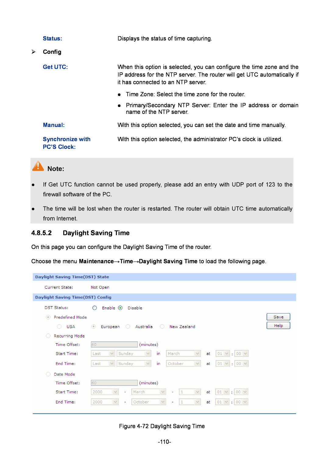 TP-Link 1910010933 manual Daylight Saving Time, ¾ Config 