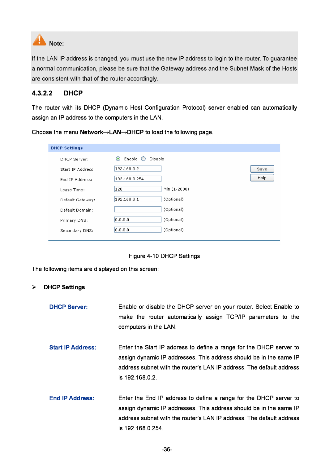 TP-Link 1910010933 manual Dhcp, ¾ DHCP Settings 
