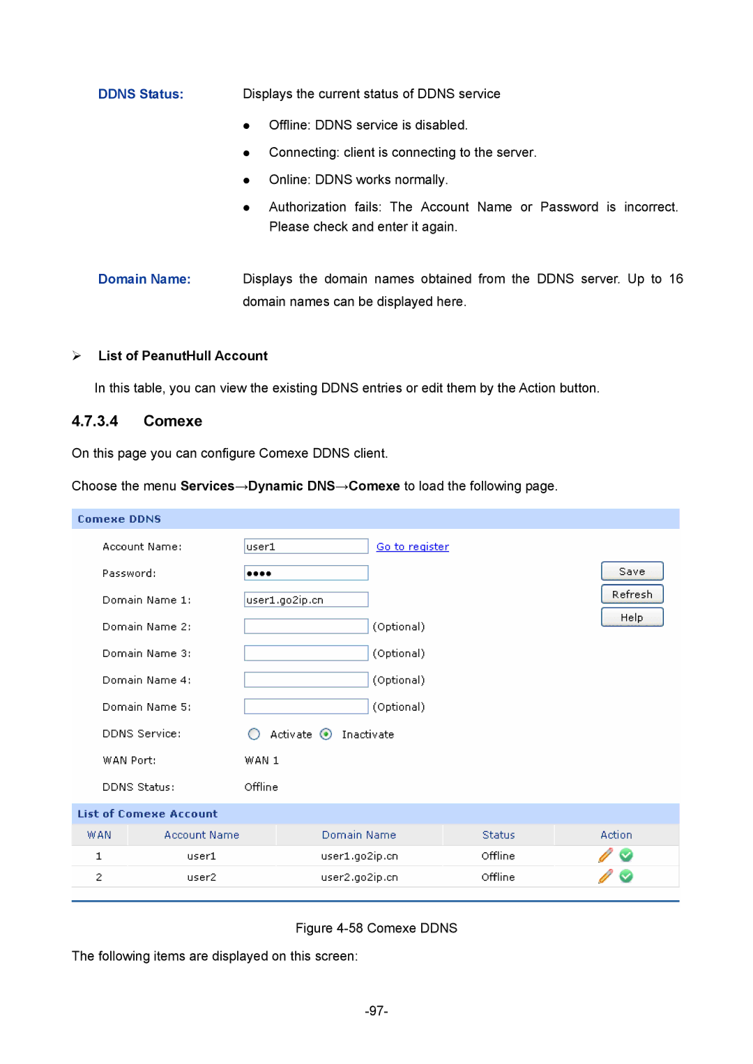 TP-Link 1910010933 manual Comexe, ¾ List of PeanutHull Account 