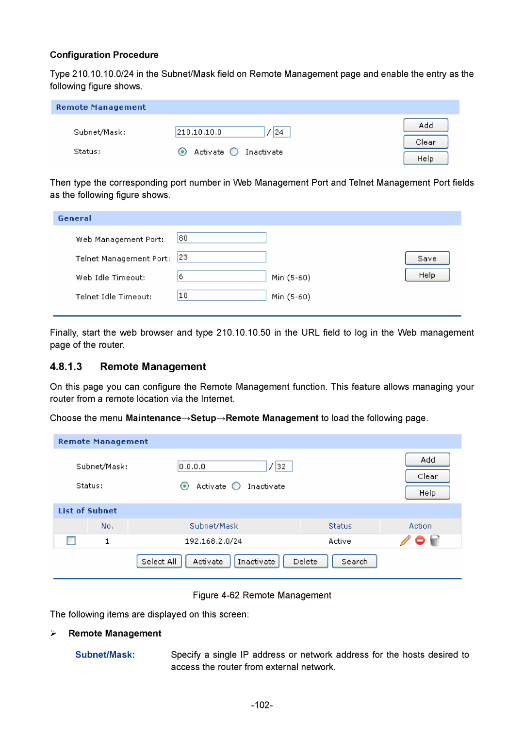 TP-Link 1910010933 manual ¾ Remote Management 