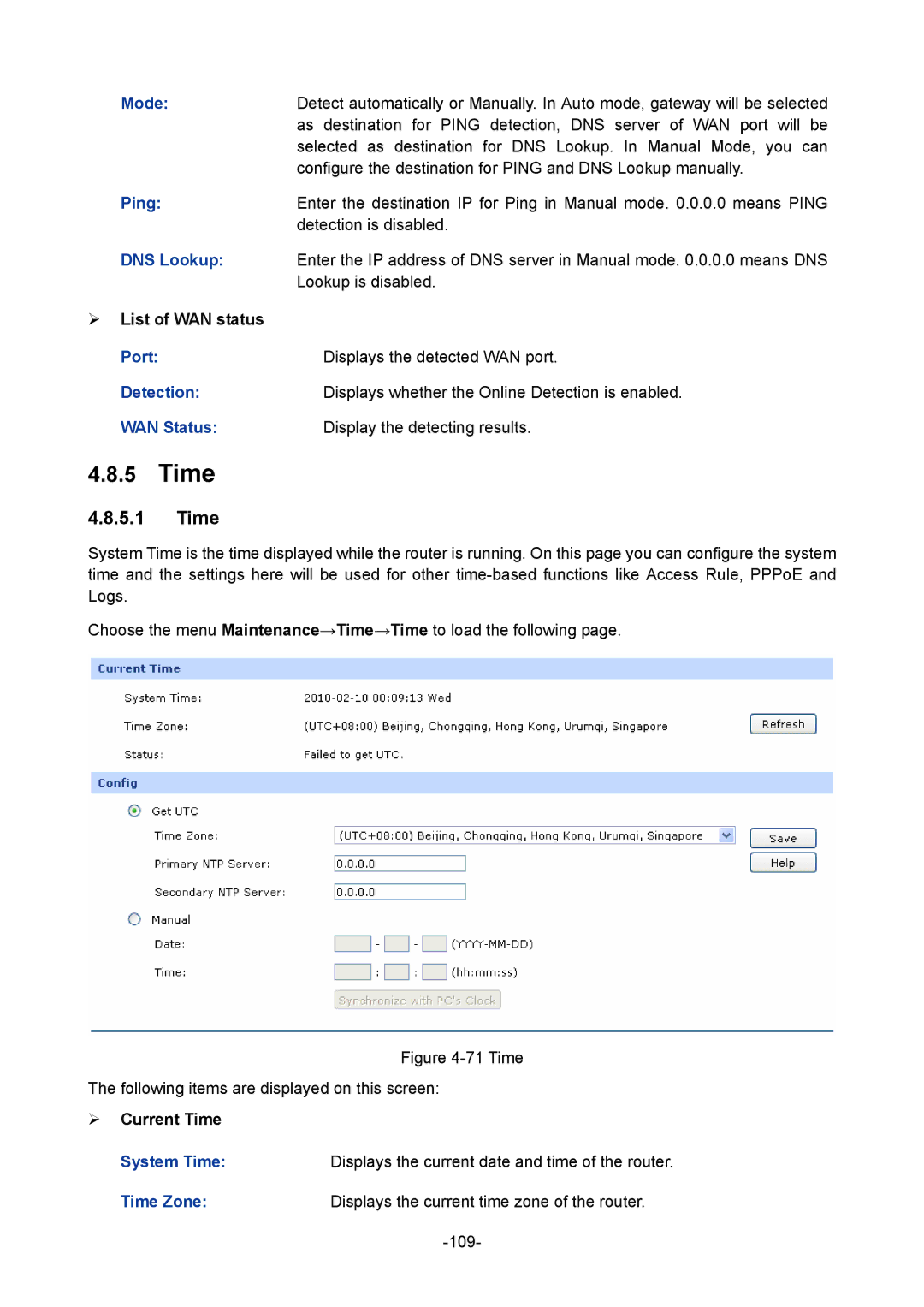 TP-Link 1910010933 manual Time 