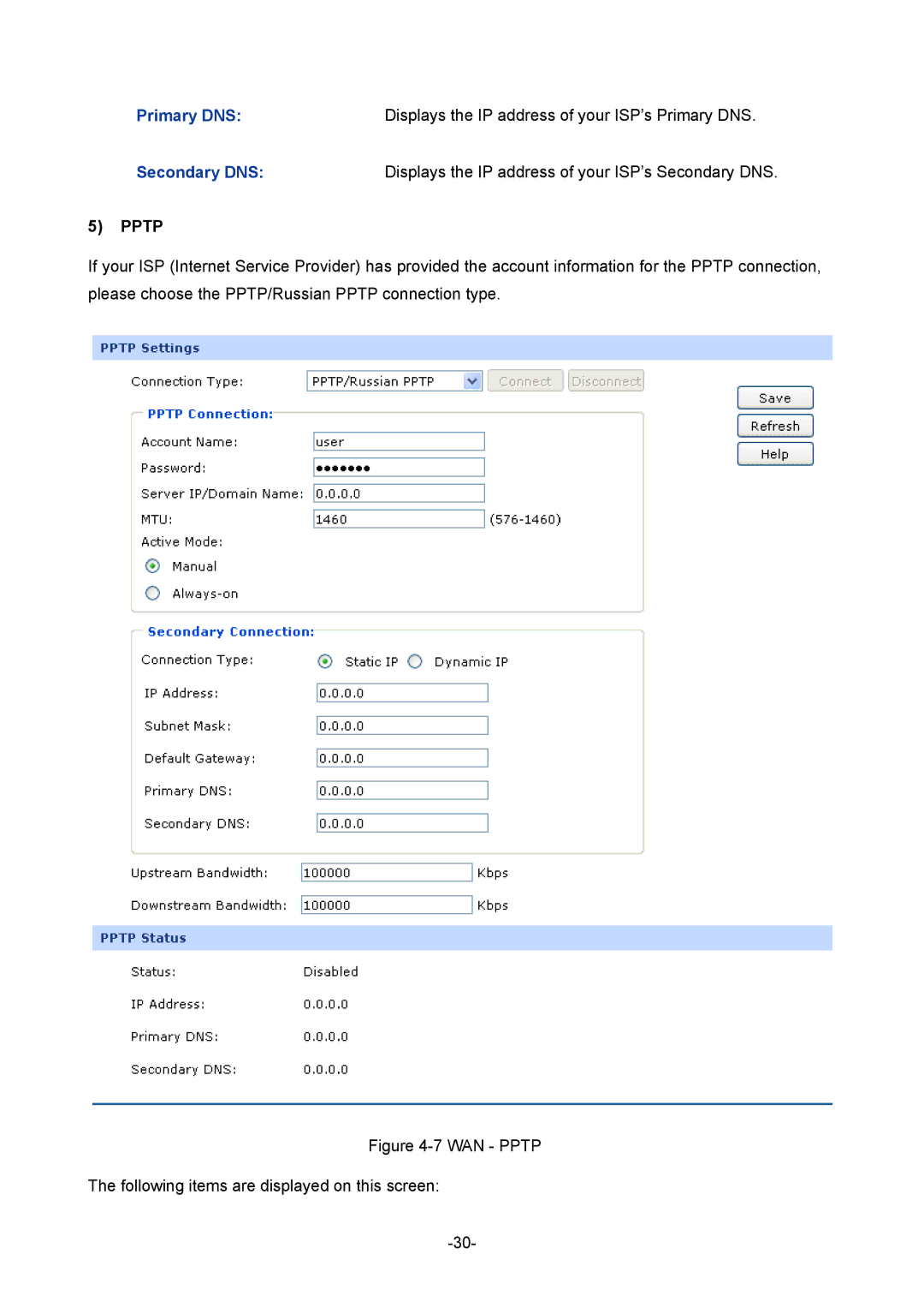 TP-Link 1910010933 manual Pptp 