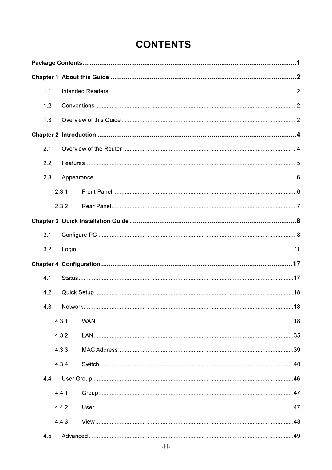 TP-Link 1910010933 manual Contents 