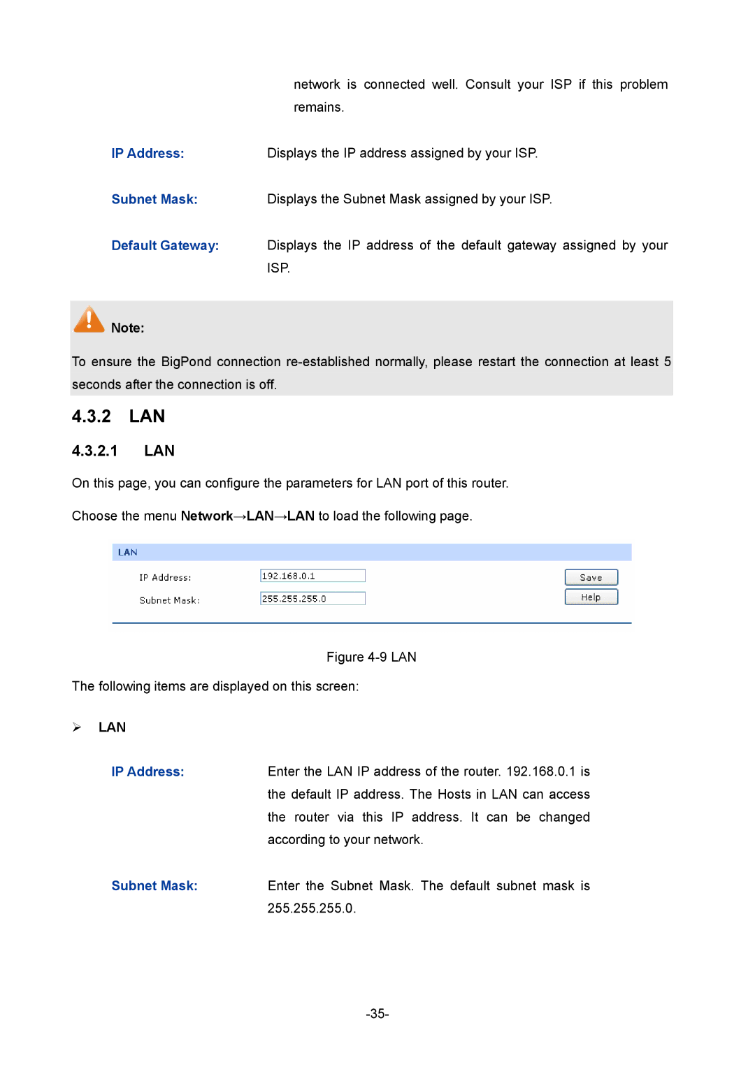 TP-Link 1910010933 manual 2 LAN, 2.1 LAN 