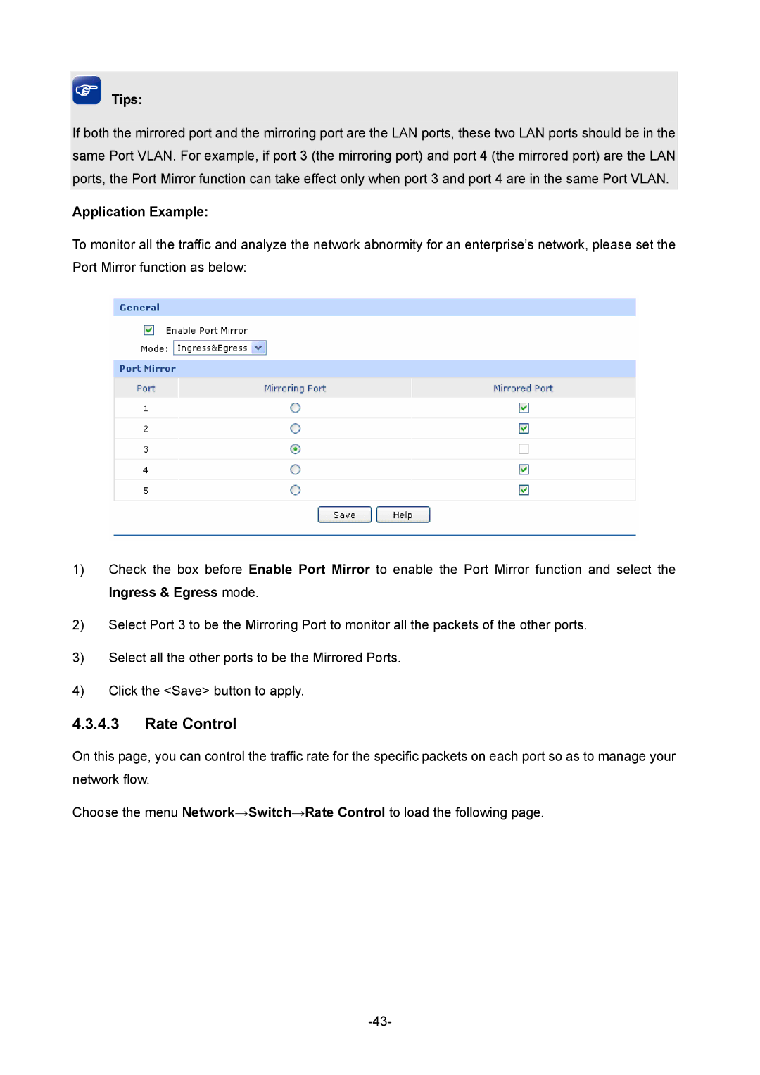 TP-Link 1910010933 manual Rate Control, Application Example 