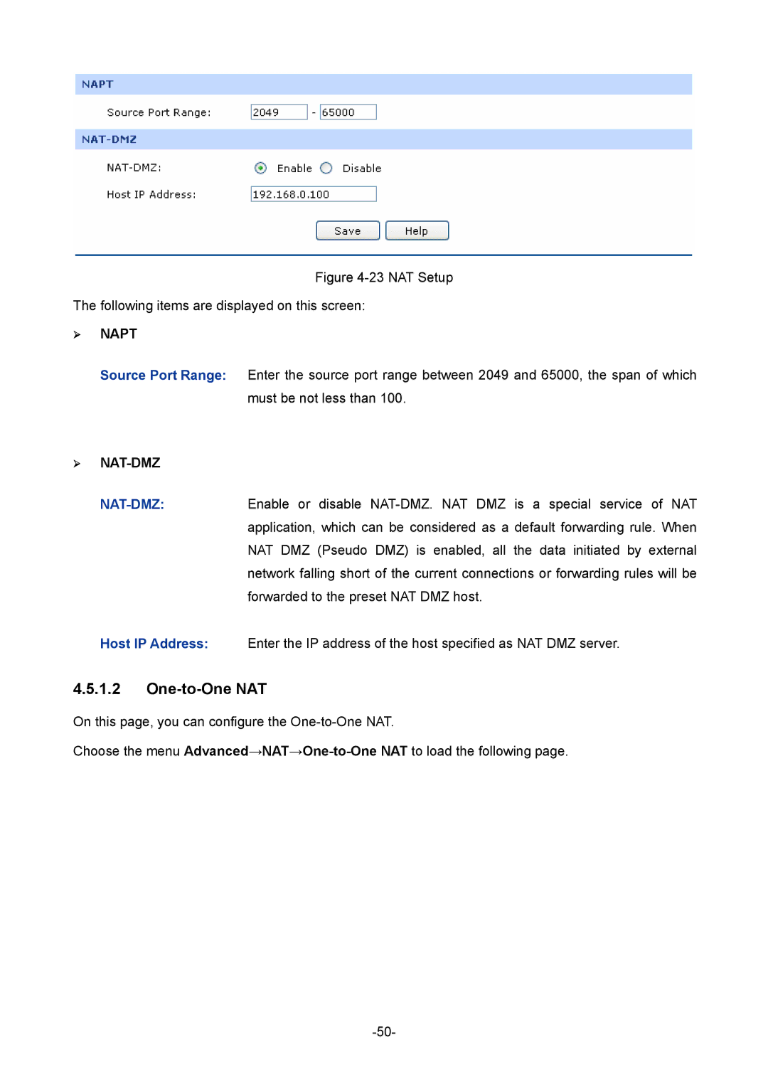 TP-Link 1910010933 manual One-to-One NAT, ¾ Napt 