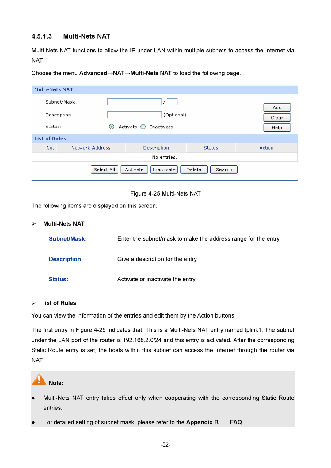 TP-Link 1910010933 manual ¾ Multi-Nets NAT 