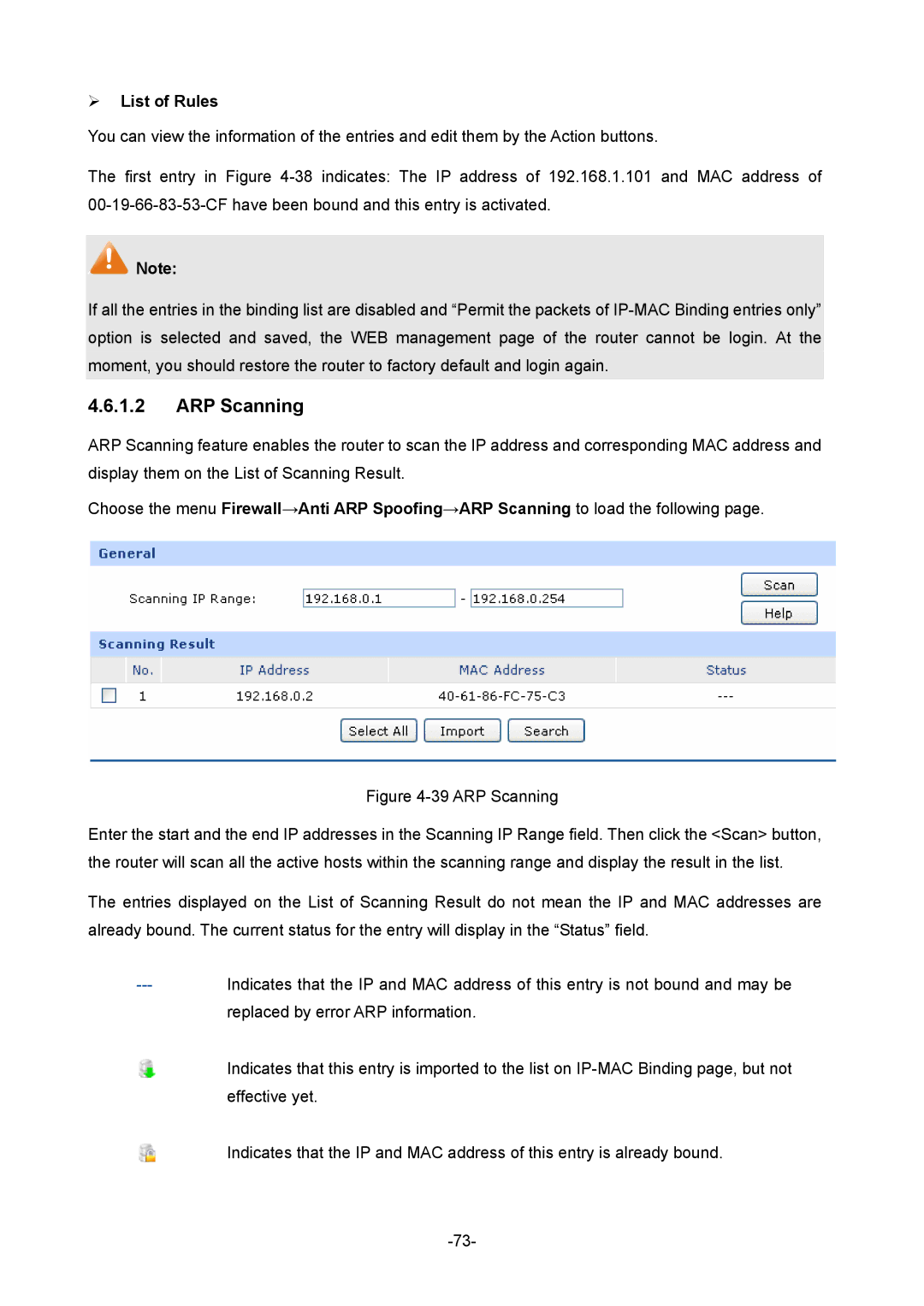 TP-Link 1910010933 manual ARP Scanning 