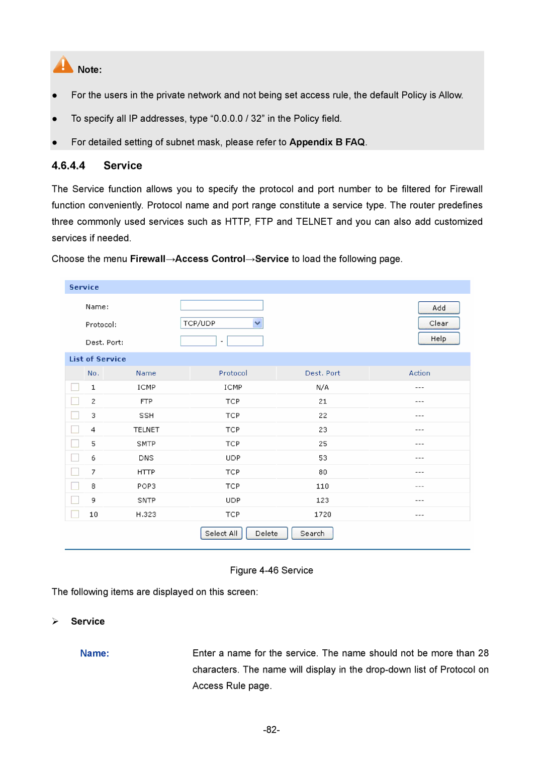 TP-Link 1910010933 manual ¾ Service, Name 