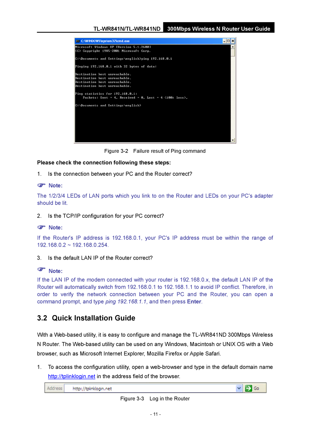 TP-Link 4.1.1 1910011002 manual Quick Installation Guide, Please check the connection following these steps 