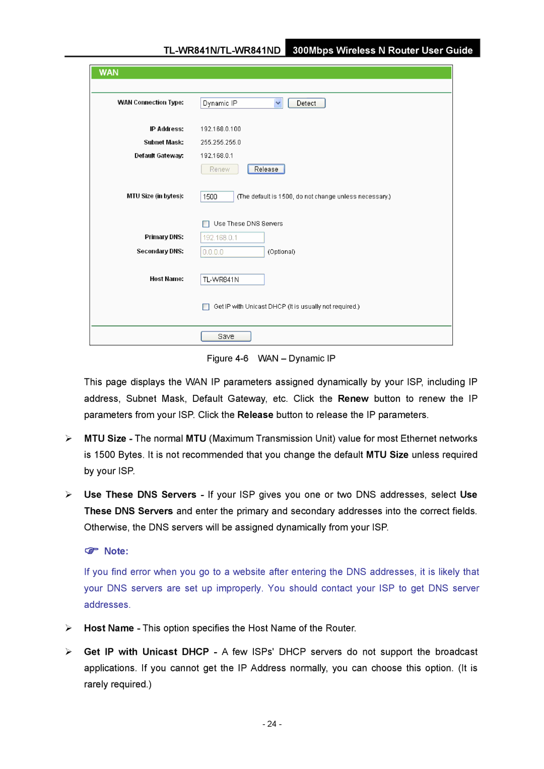 TP-Link 4.1.1 1910011002 manual WAN Dynamic IP 