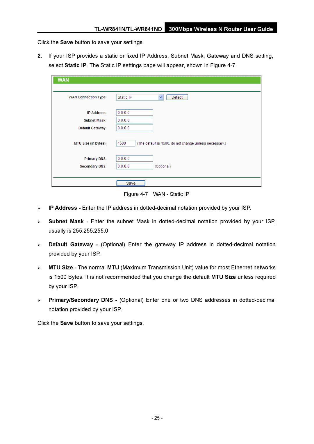 TP-Link 4.1.1 1910011002 manual WAN Static IP 